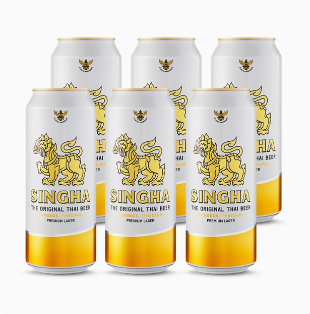 SINGHA 勝獅 泰國原裝進口 拉格黃啤酒490mL*6聽26.42元包郵（4.4元/聽）