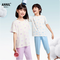 Annil 安奈儿 2025夏 儿童纯棉短袖七分裤家居服套装（100~170码）2色