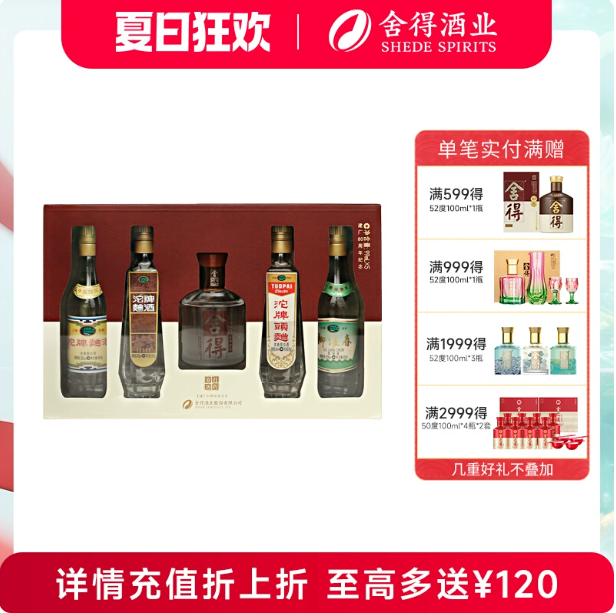 沱牌 舍得 歲月歷程·建廠80周年小酒版禮盒裝 99ml*5瓶136元包郵