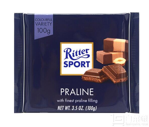 限地区，德国RitterSport 瑞特斯波德 巧克力 多种口味100g*3块￥25.2（3件5折）