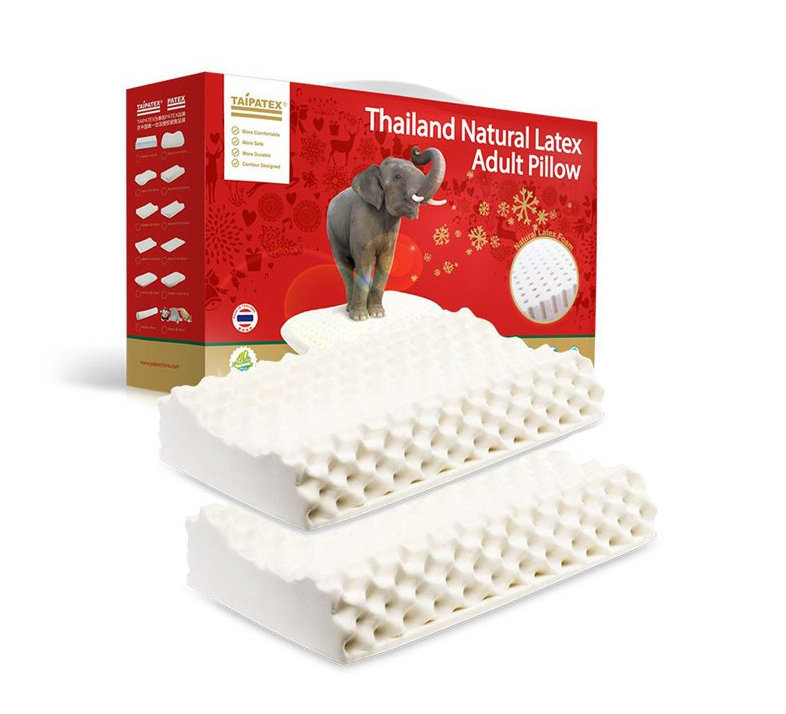 0点开始，TAIPATEX 泰国进口 天然乳胶枕 高低颗粒 按摩护颈枕*2件319元包邮（前2小时，144.5元/件）