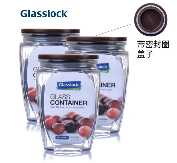 <span>白菜！</span>Glasslock 三光云彩 IP536L 带盖圆形玻璃储物罐500mL*3个新低14.51元包邮（4.8元/个）