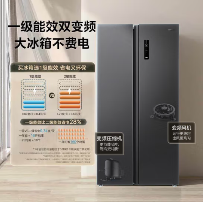 WAHIN 华凌 HR-589WKP 对开门冰箱 561L新低1130.4元包邮