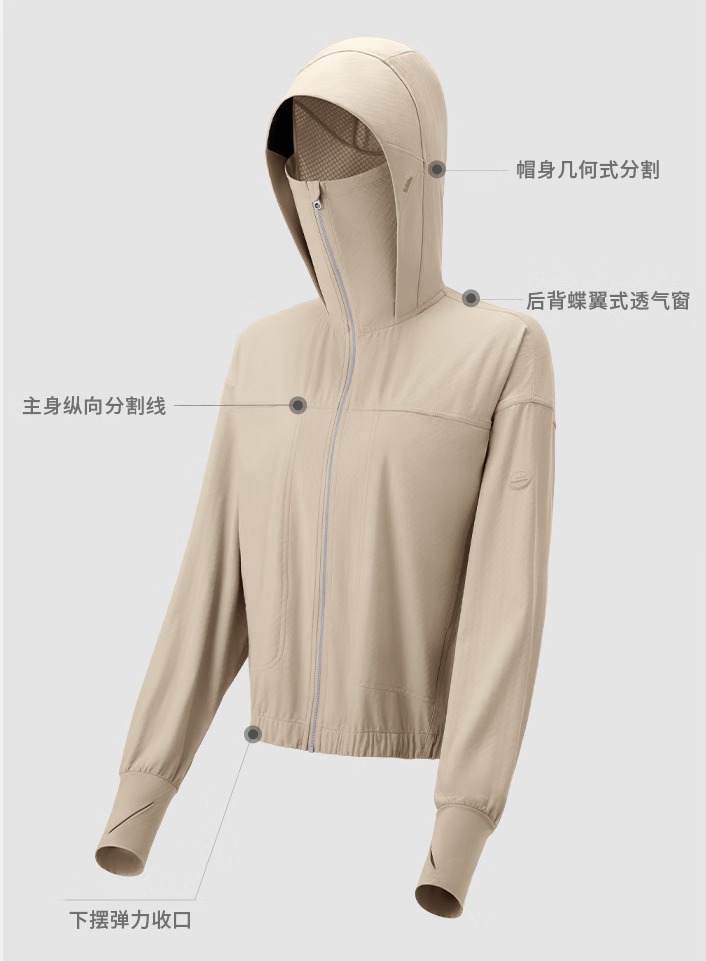 beneunder 蕉下 绞罗纱防晒黑胶帽檐 女士防晒衣AS10424新低159元包邮