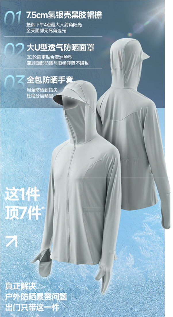 <span>白菜！</span>beneunder 蕉下 25新款 UPF200+ 女士全防護(hù)收腰顯瘦防曬衣 AL823新低129.41元包郵