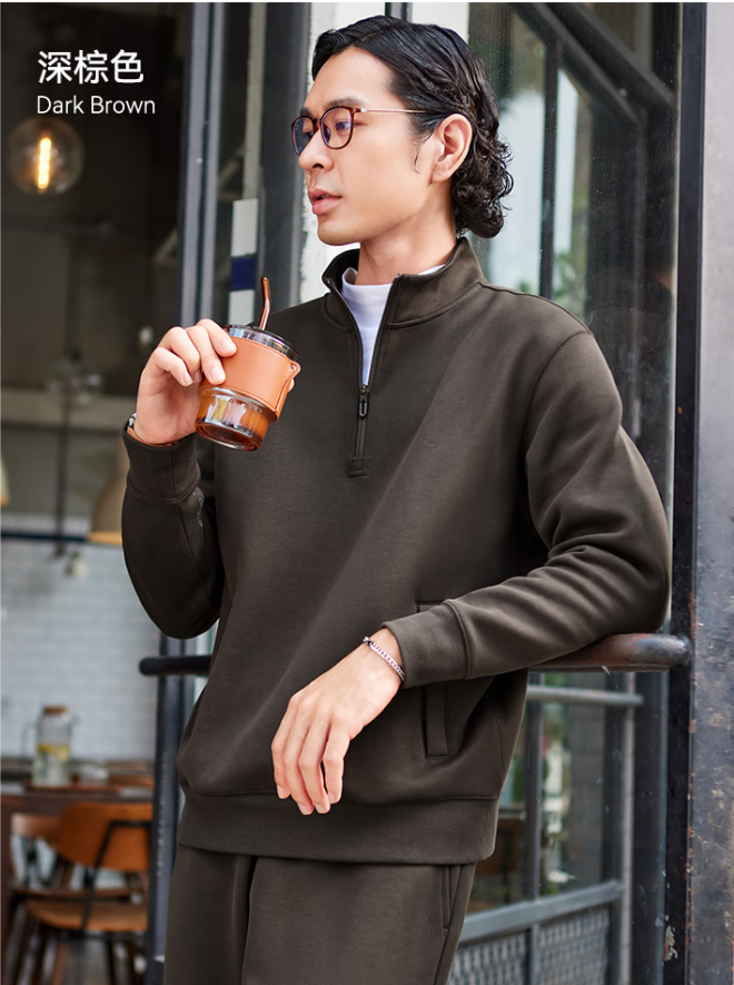 十如仕 男士暖燚絨半拉鏈款保暖外套衛(wèi)衣LS07158元包郵