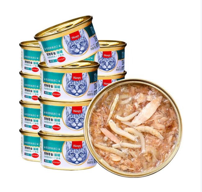 Wanpy 頑皮 泰國進(jìn)口 白身吞拿魚+丁香魚罐頭 85g*12罐*2件新低64.62元包郵（2.69元/罐）