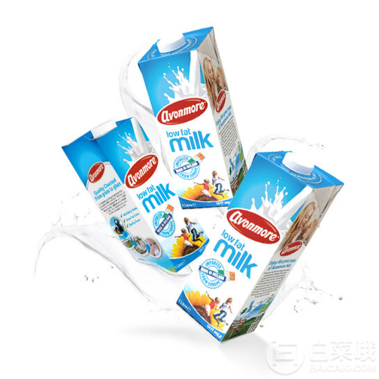 爱尔兰原装进口 AVONMORE 艾恩摩尔 低脂牛奶 1L*6*3箱 ￥107.4包邮低至5.9元/L