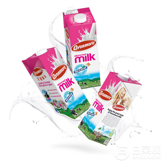限上海，AVONMORE 艾恩摩尔 脱脂牛奶 1L*6*2箱66.82元（5.6元/L）