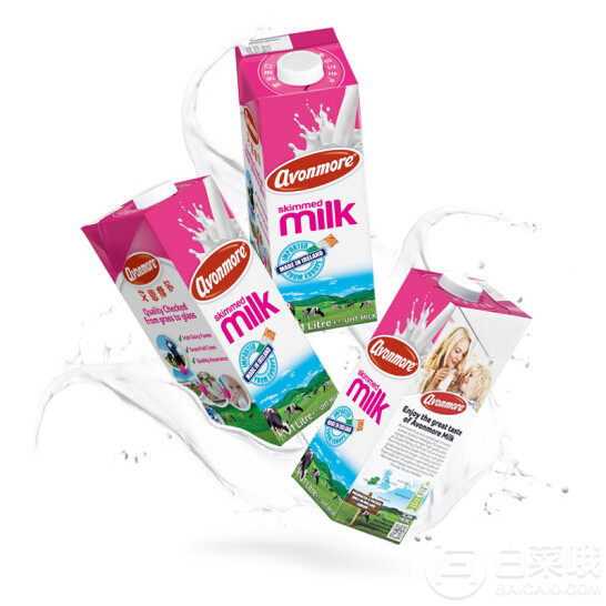 爱尔兰原装进口 AVONMORE 艾恩摩尔 脱脂牛奶 1L*6*3箱 ￥102.6包邮低至5.7元/L