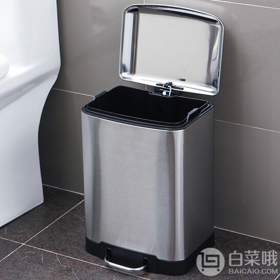 歐潤(rùn)哲 12L 不銹鋼拉絲腳踏垃圾桶 2個(gè) ￥126包郵63元/個(gè)