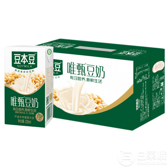 豆本豆 唯甄豆奶 原味早餐奶 250ml*24盒 *4件49.6元（12.4元/箱）