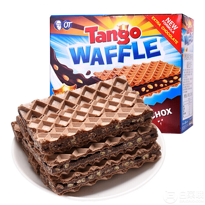 印尼进口，Tango 奥朗探戈 咔咔脆米巧克力夹心威化饼干160g*2盒9.9元包邮
