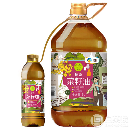 中粮 初萃 原香菜籽油 5L+400mL59.9元