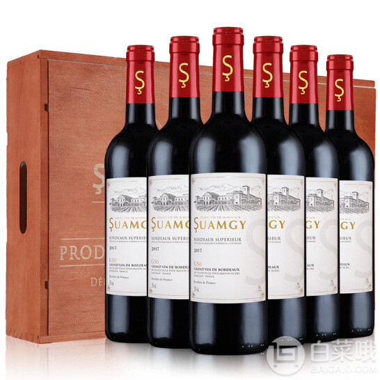 法国原瓶进口，Suamgy 圣芝 G50优选波尔多AOC干红葡萄酒木箱装 750ml*6423.3元包邮（需领券）