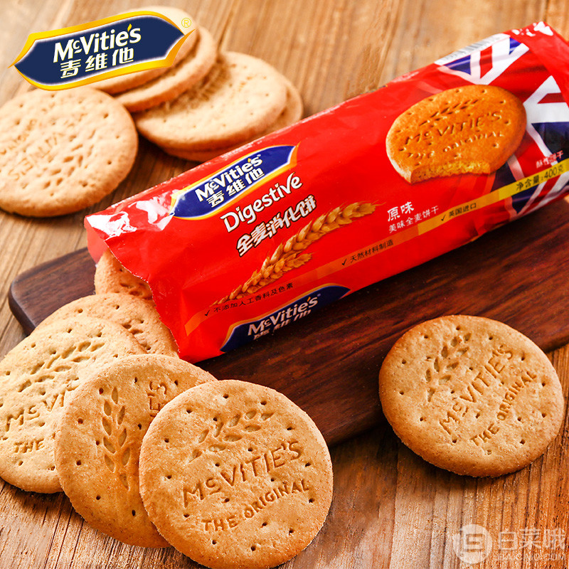 英国进口，麦维他 原味全麦粗粮消化饼干 400g*12件72.4元（6元/件）