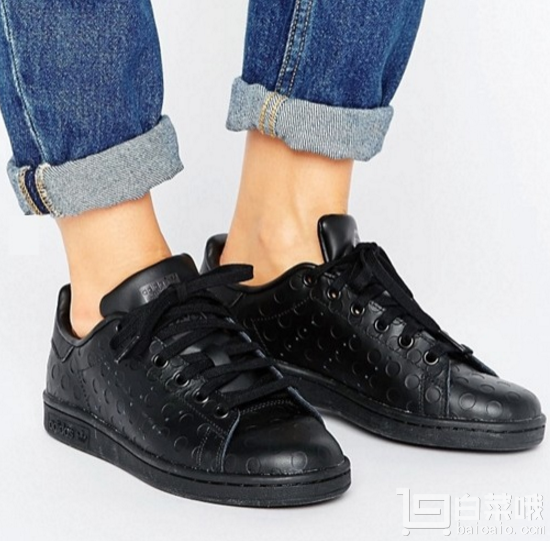 <span>白菜！</span>adidas Originals 阿迪達斯 Stan Smith 女士真皮壓花小黑鞋 3.7折￡26.6 湊單免費直郵到手￥247