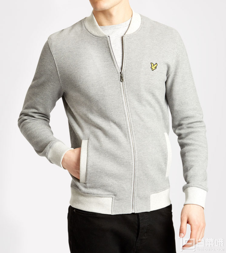 <span>大白菜！</span>Lyle & Scott 苏格兰金鹰 Pique 男士休闲拉链夹克 prime会员凑单免费直邮到手￥213