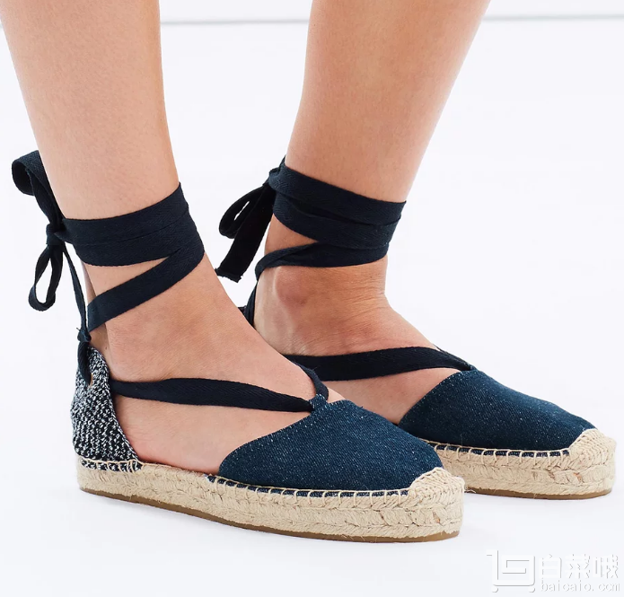 Soludos 女士牛仔面料编织绑带鞋 2色￥222包邮（￥444 下单5折）