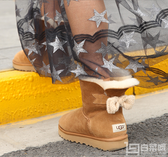 17冬款，UGG Mini Bailey 女士迷你贝莉针织蝴蝶结雪地靴 3色￥699包邮（￥999-300）