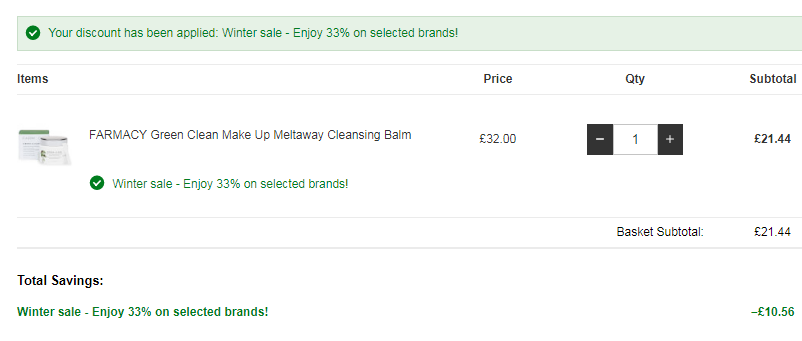 Farmacy Green Clean紫雏菊深层卸妆膏90ml 闪促 新低£21.44（需用码）凑单免费直邮到手188元