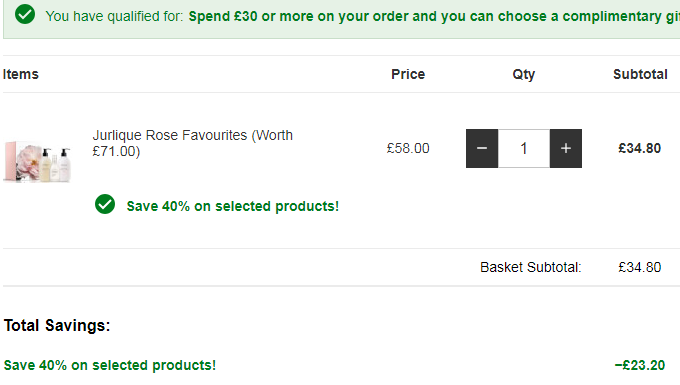 价值£71，Jurlique 茱莉蔻 玫瑰套装礼盒 6折£34.8（需用码）凑单免费直邮到手308元