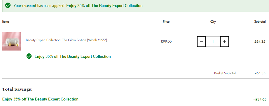 价值£277，Beauty Expert 光感限定护肤礼盒 新低£64.35（65折闪促）免费直邮到手566元