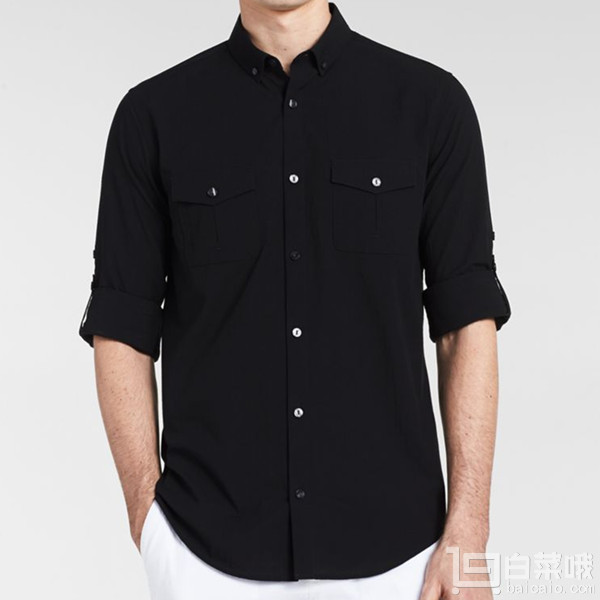calvin klein classic fit seersucker roll-up shirt 22896008 black.jpg