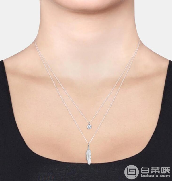 德国品牌，Elli 羽毛+施华洛世奇水晶 925纯银女士项链新低150.39元