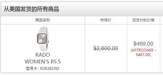 Rado 雷达 R5.5系列 R28382352 女士陶瓷腕表 9约￥2937（需用优惠码）