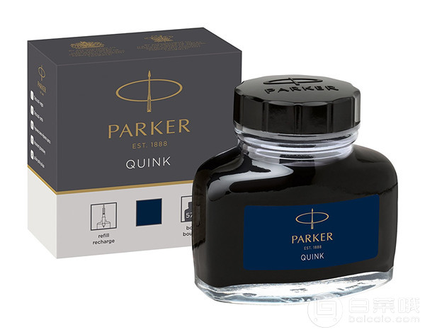 销量第一！Parker 派克 QUINK 速干非碳素墨水 2色 57ml新低24.4元