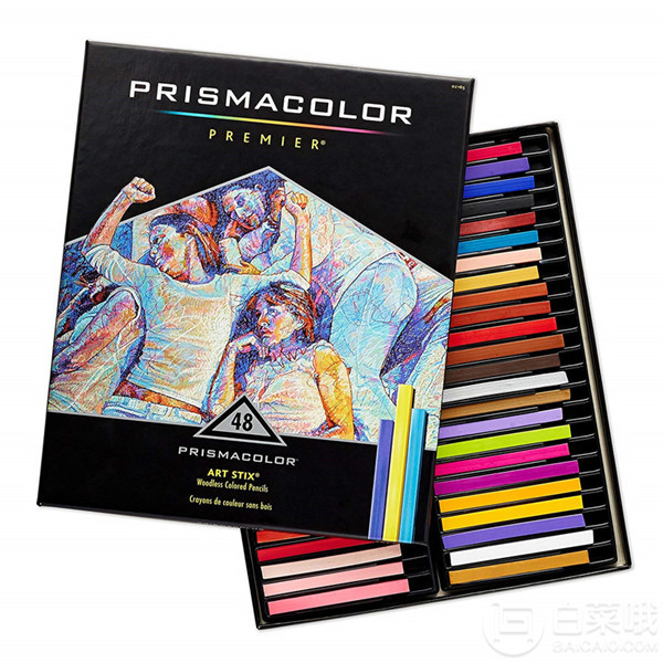 美国Sanford旗下，Prismacolor 霹雳马 2165 Premier Art Stix 无木软芯彩色铅笔 48色 Prime会员免费直邮含税到手￥245