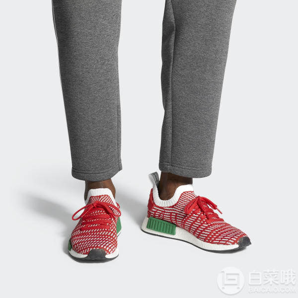 18年圣诞主题配色，adidas Originals 阿迪达斯 NMD R1 STLT Primeknit 男士运动鞋 .4到手610元