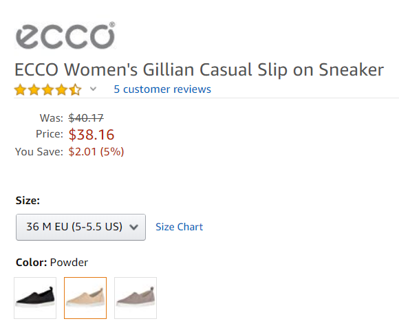 限尺码，ECCO 爱步 Gillian吉莉系列 女士真皮一脚蹬休闲鞋 .13到手330元