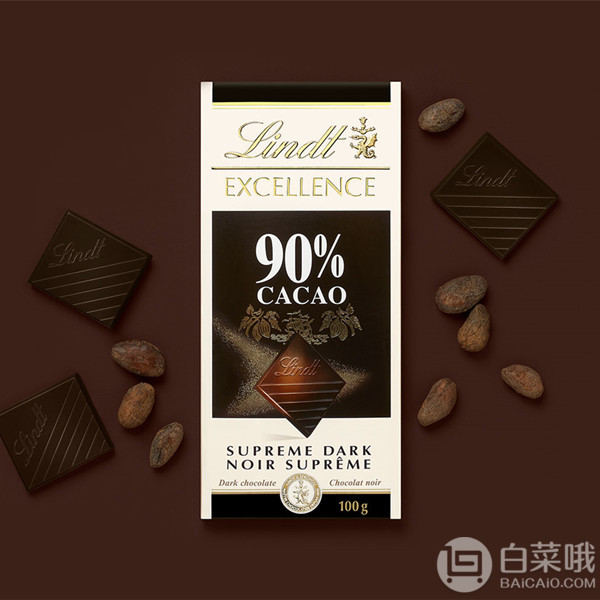 Lindt 瑞士莲 90%可可 特级黑巧克力100g*12排 Prime会员免费直邮含税到手231.3元