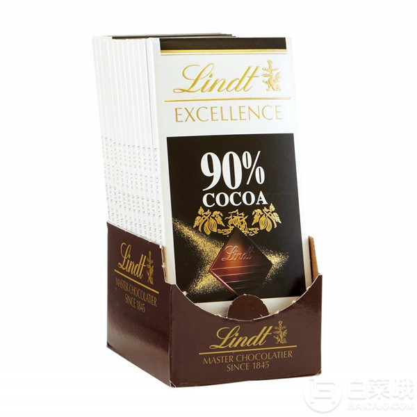 Lindt 瑞士莲 90%可可 特级黑巧克力100g*12排 Prime会员凑单免费直邮含税到手226.6元
