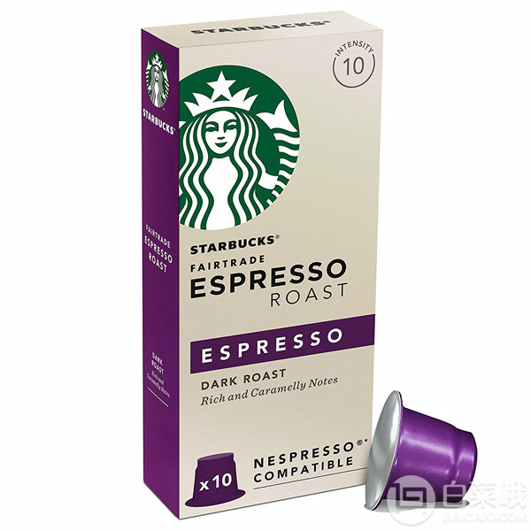 Starbucks 星巴克 Espresso Roast 浓缩烘焙胶囊咖啡10粒*12盒装 Prime会员免费直邮含税到手297元