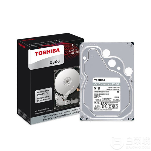 金盒特价，Toshiba 东芝 X300系列 HDWE150 高性能台式机械硬盘5TB Prime会员免费直邮含税到手766元