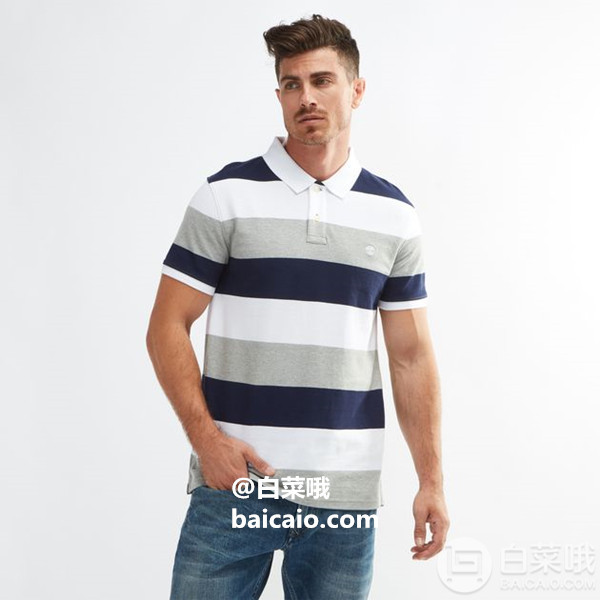 限S码，Timberland 添柏岚 Millers River 男士纯棉条纹Polo衫 Prime会员免费直邮含税到手233元