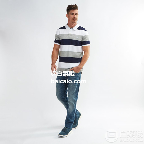 限S码，Timberland 添柏岚 Millers River 男士纯棉条纹Polo衫 Prime会员免费直邮含税到手233元