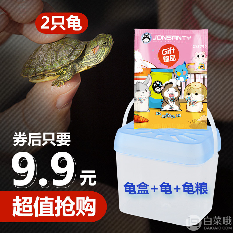 宠尚天 2只巴西龟+龟盒+30g龟粮9.8元包邮（需领券）