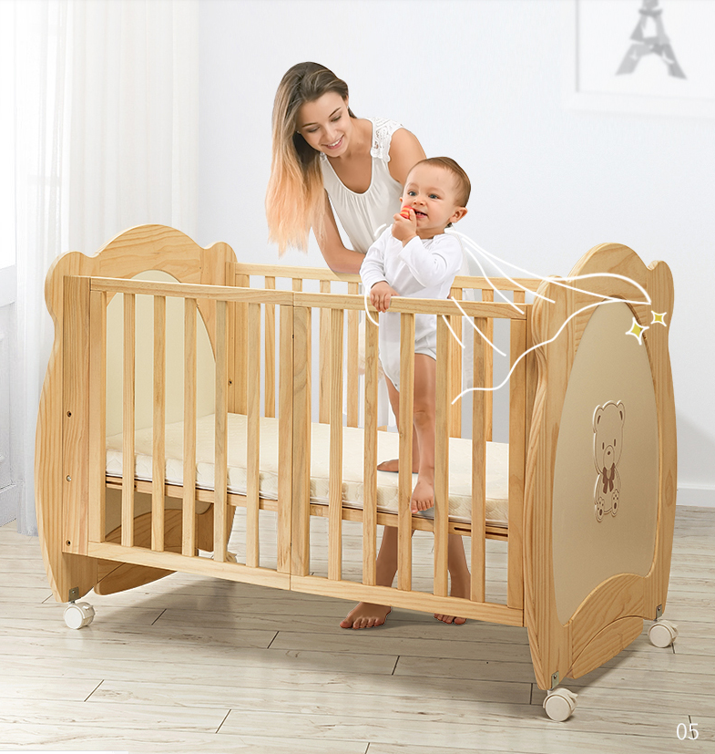 babysing 法国欧式多功能便携实木bb婴儿床可折叠 赠冰抱枕680元包邮（需领券）