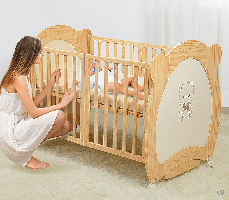 <span>白菜！</span>babysing 法国欧式多功能便携实木bb婴儿床可折叠 赠冰抱枕新低480元包邮（双重优惠）