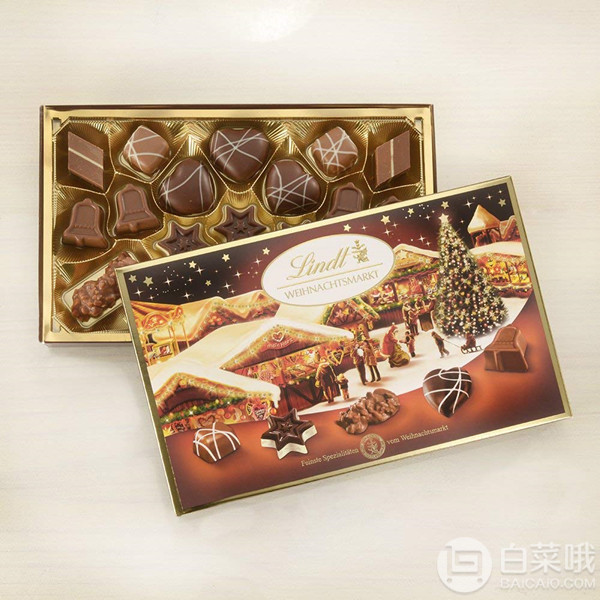 巧克力圣诞礼盒促销，Lindt 瑞士莲 巧克力圣诞礼盒200g61元（另有多款礼盒好价）