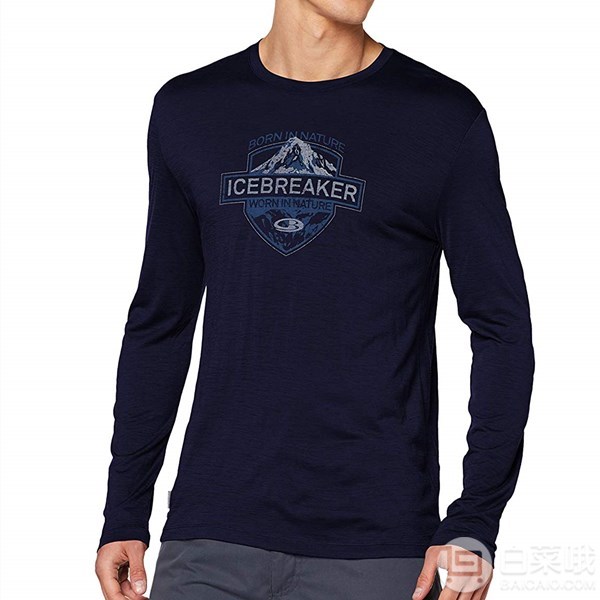 Icebreaker 男士户外休闲速干长袖印花T恤 90%美利奴羊毛含量272.69元