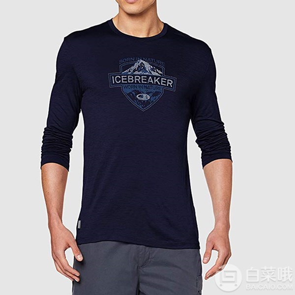 Icebreaker 男士户外休闲速干长袖印花T恤 90%美利奴羊毛含量272.69元