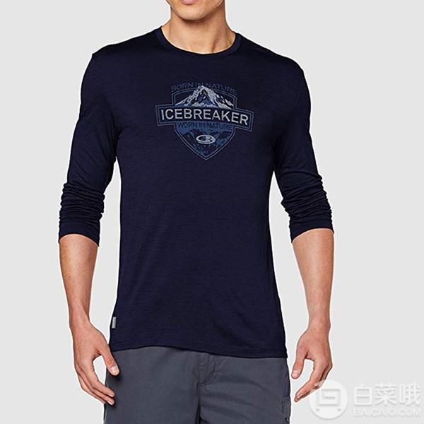 Icebreaker 男士戶外休閑速干長(zhǎng)袖印花T恤 90%美利奴羊毛含量272.69元