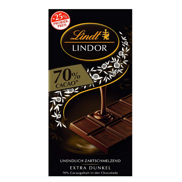 Lindt 瑞士莲 70%可可 Lindor软心小块装特浓黑巧克力100g*10排163.37元（到手折合18元/排）