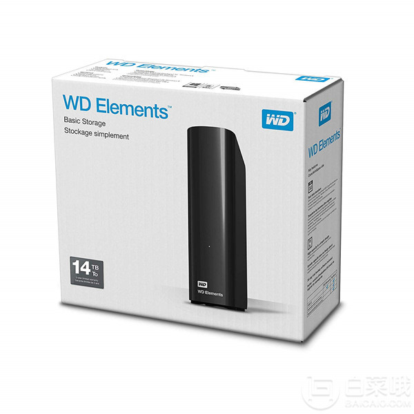 Western Digital 西部数据 Elements 移动硬盘14TB新低1361元