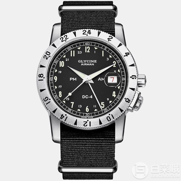 1.4折！Glycine 冠星 Airman系列  DC-4两地时 GL0071男士机械腕表 6.83约2765元